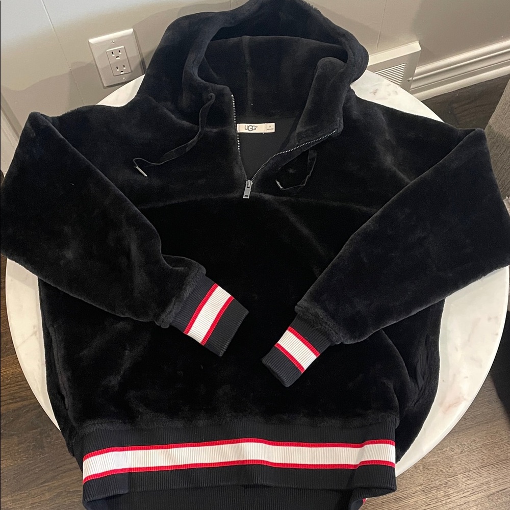 UGG Women’s Black Hoodie with Red and White Stripes